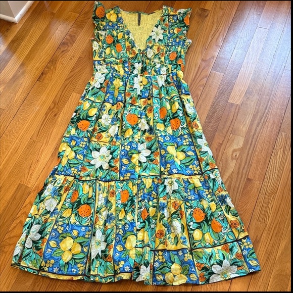 New Amthropologie Peregrine Flutter Sleeve Maxi Dress Size M - Picture 5 of 8